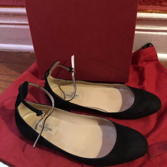 Valentino Garavani Black Suede Flats